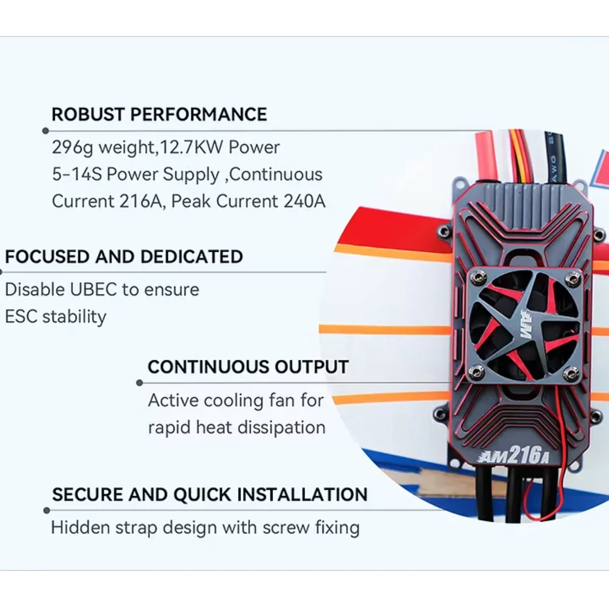 T-Motor T-HOBBY AM216A 14S Fixed Wing ESC UAV Electronic Speed Controller for 3D Planes Drone DIY Parts