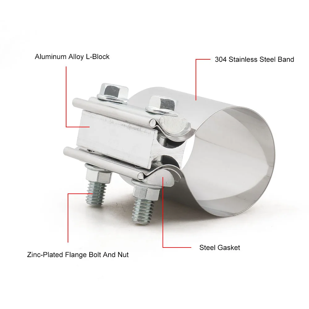 Exhaust Butt Joint Band Clamp 304 Stainless Steel Sleeve Coupler 2\