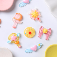 10Pcs Sailor Moon transparent Magic wand bow Series Resin Scrapbook Diy Miniature Ornament Accessories Cave shoe accessories