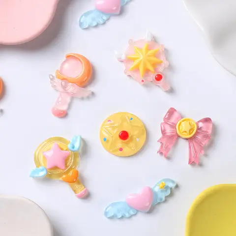 10Pcs 선원 문 투명 마술 지팡이 활 시리즈 수지 스크랩북 Diy 미니어처 장식 액세서리 동굴 신발 액세서리