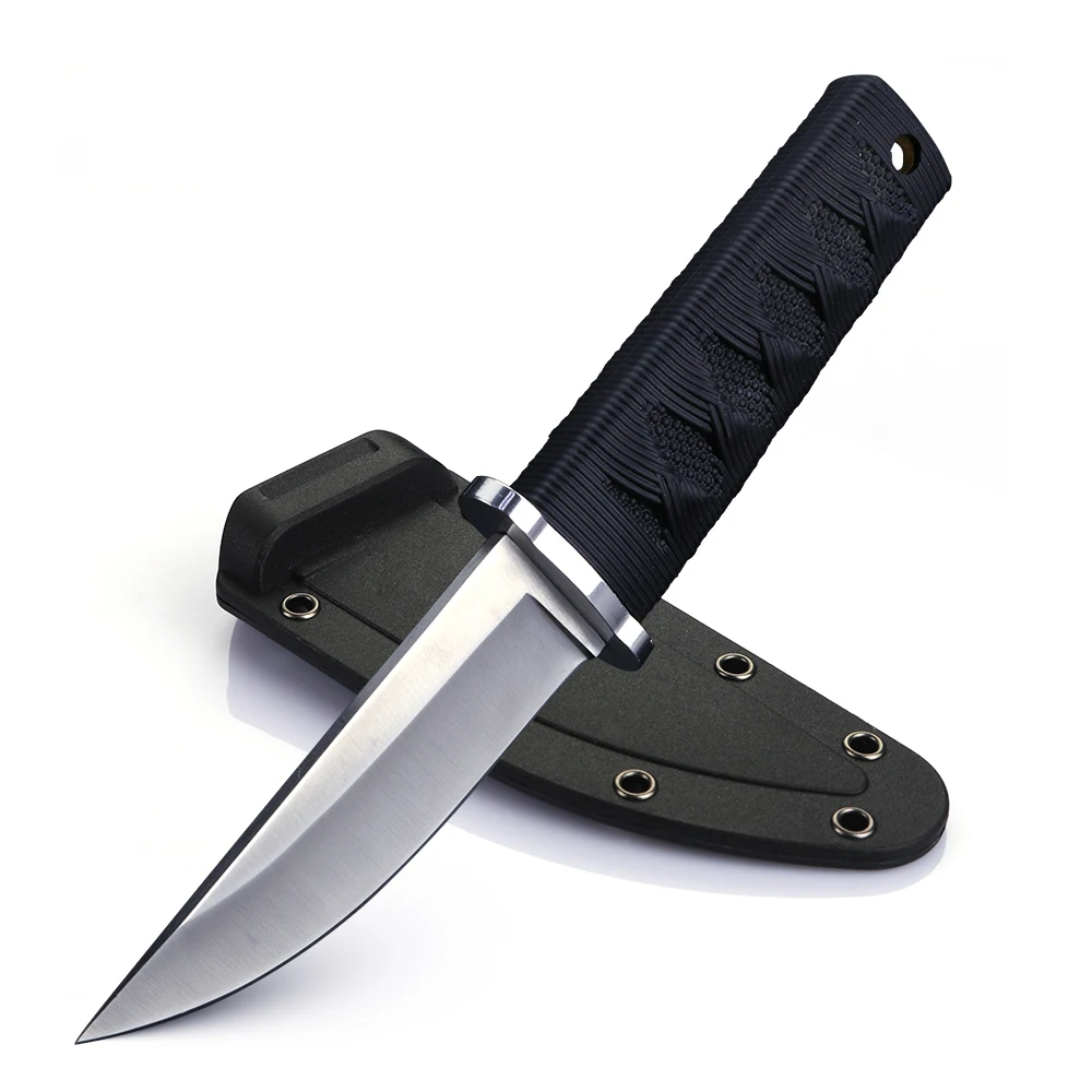 Outdoor fixed blade short knife D2 steel high hardness camping hunting knife including scabbard