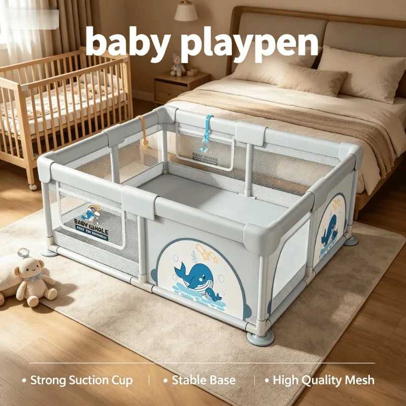 Foldable Portable Indoor Home Living Room Playpen Baby Playpen Play Yard Expandable Easy Assembly Safety Fence Toddler Gate