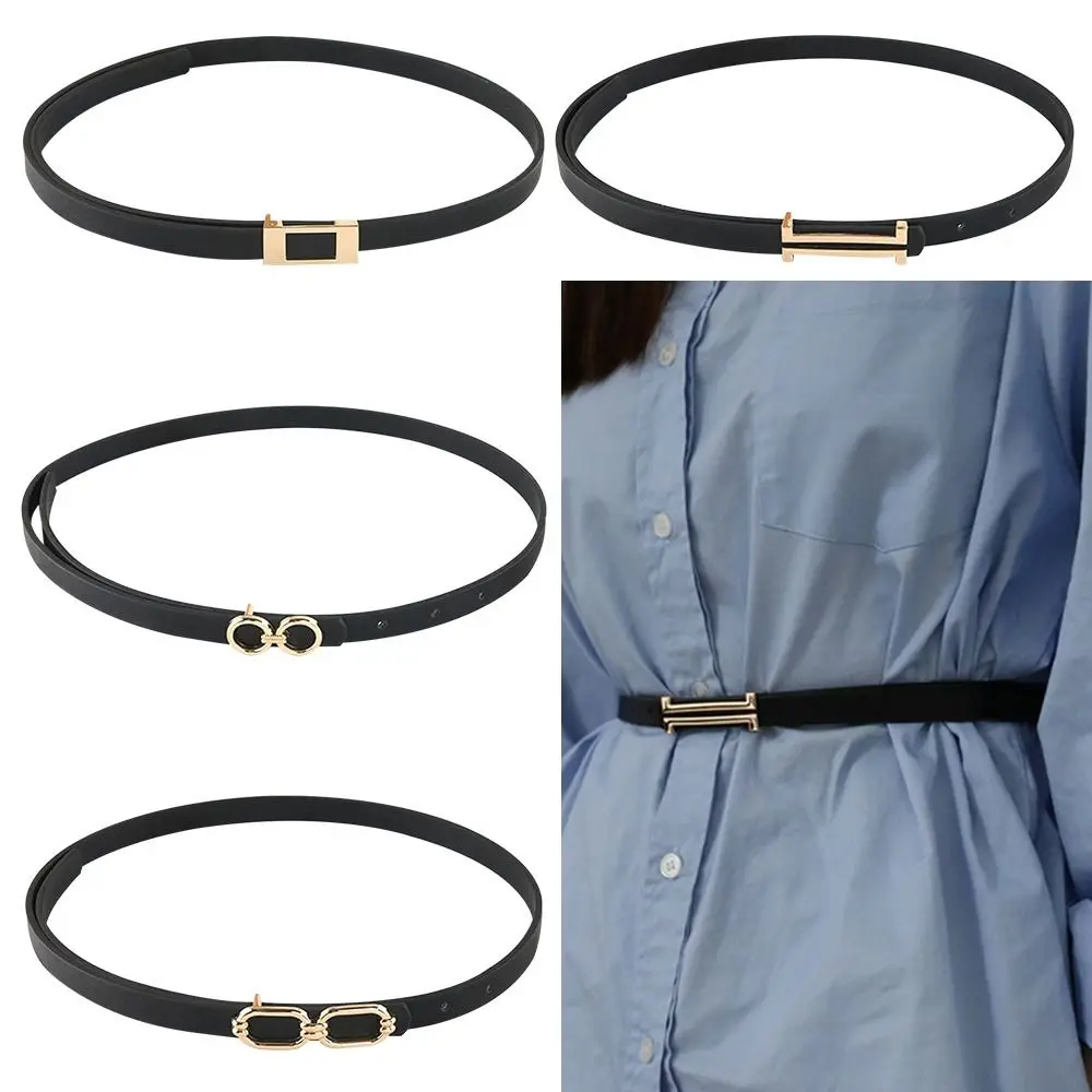 

Fashion Vintage Casual Waist Strap Metal Buckle Waistband Leather Thin Belt Trouser Dress Belts