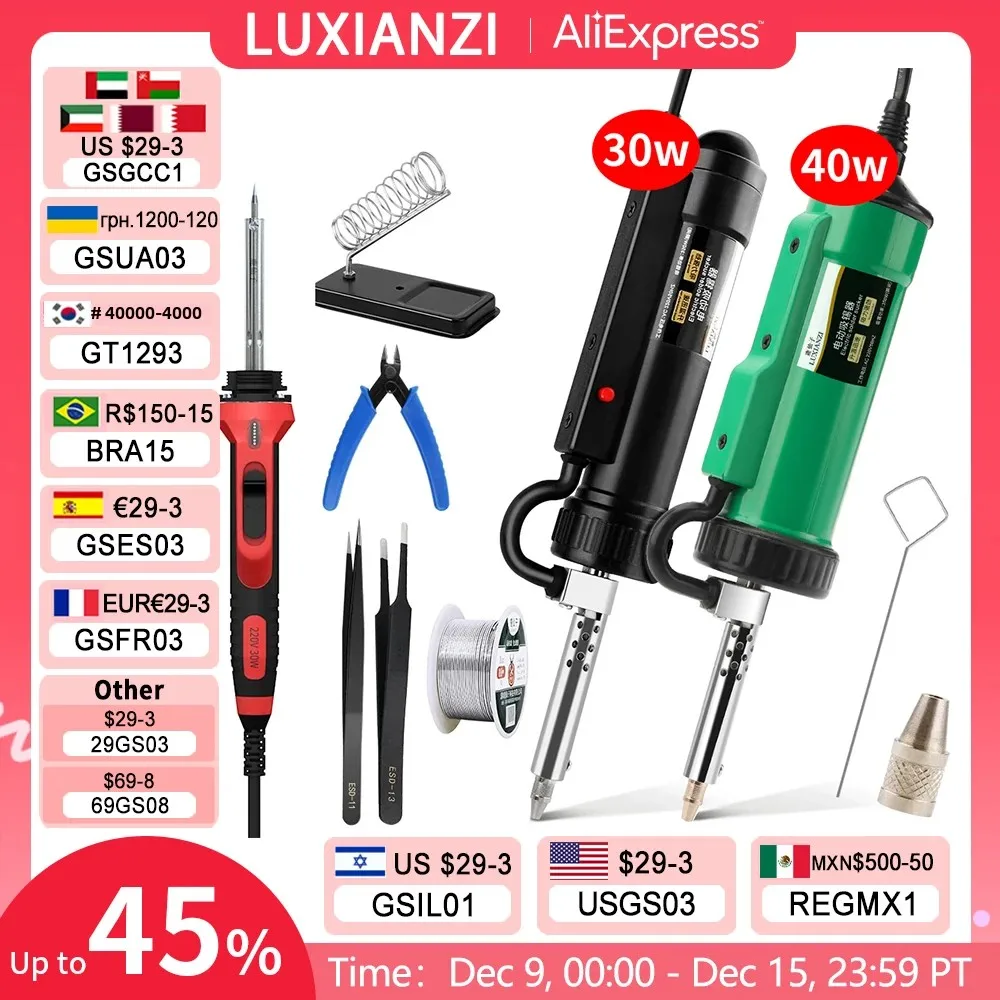 LUXIANZI 30w/40w Powerful Electric Desoldering Pump Suction Tin Vacuum Removal Tool Hand Welding Tools Solder Iron Desolder Gun