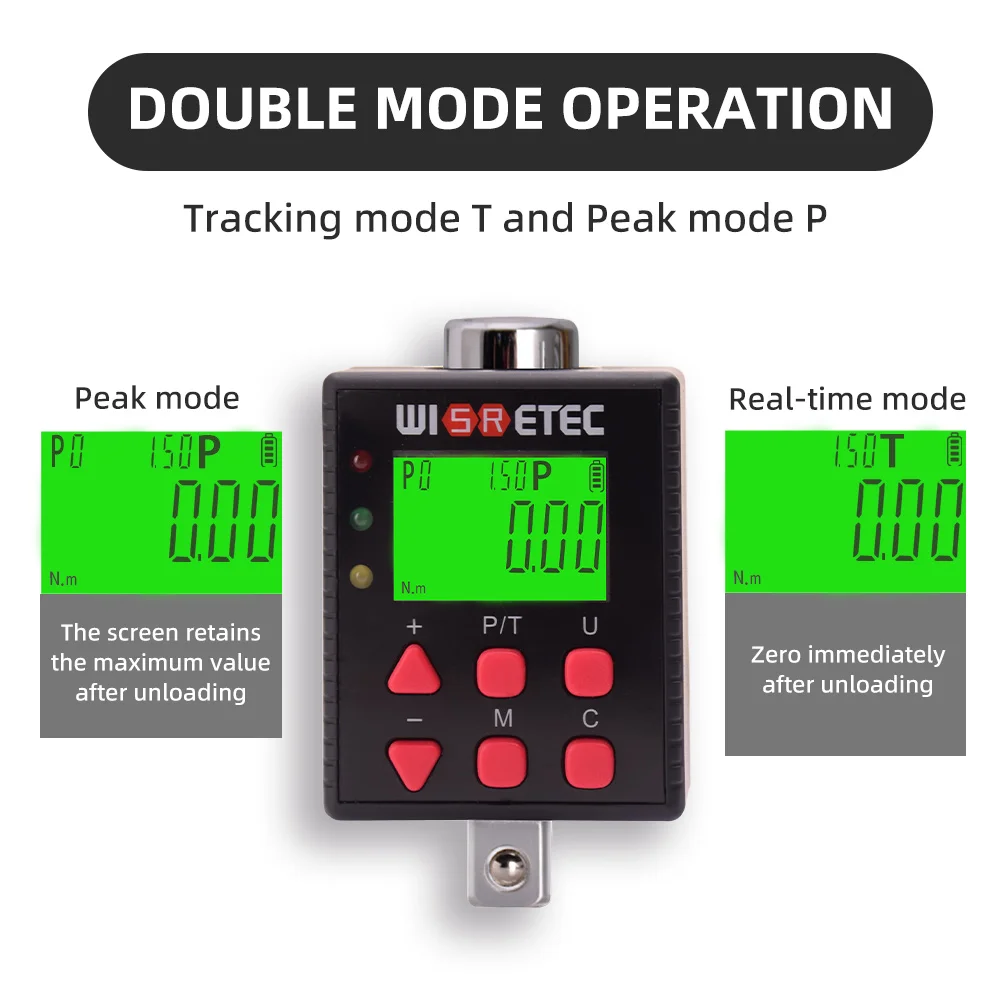 WISRETEC Electronic Digital Display Torque Wrench Torque Meter Torque Connector Torque 0.1-2000NM Torque Adapter