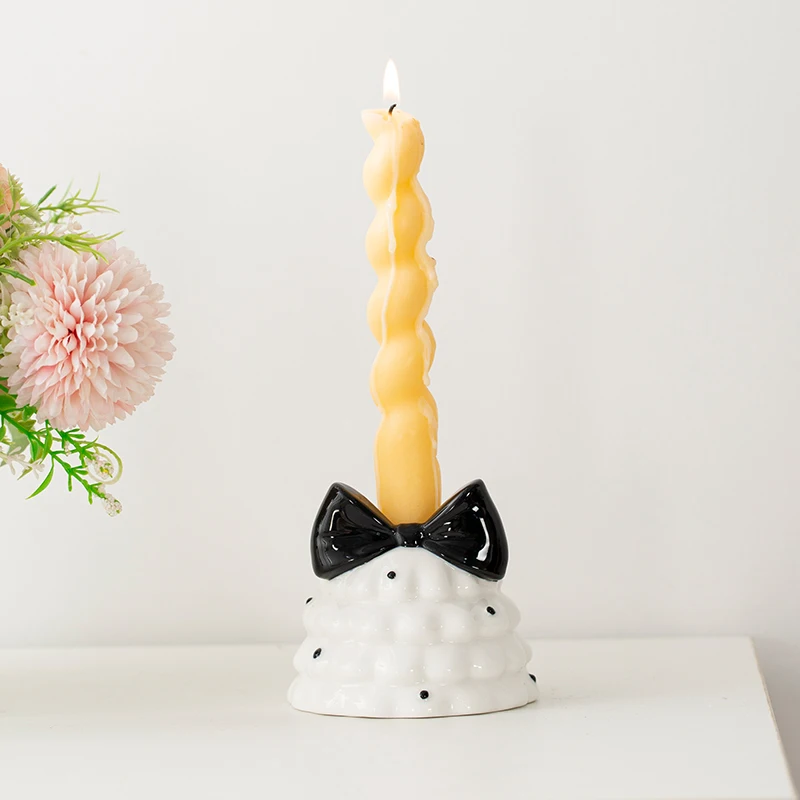 لطيف شجرة عيد الميلاد القوس شمعة حامل السيراميك كعكة تنورة الشمعدان جو يده هدية الروائح زينة زخرفية