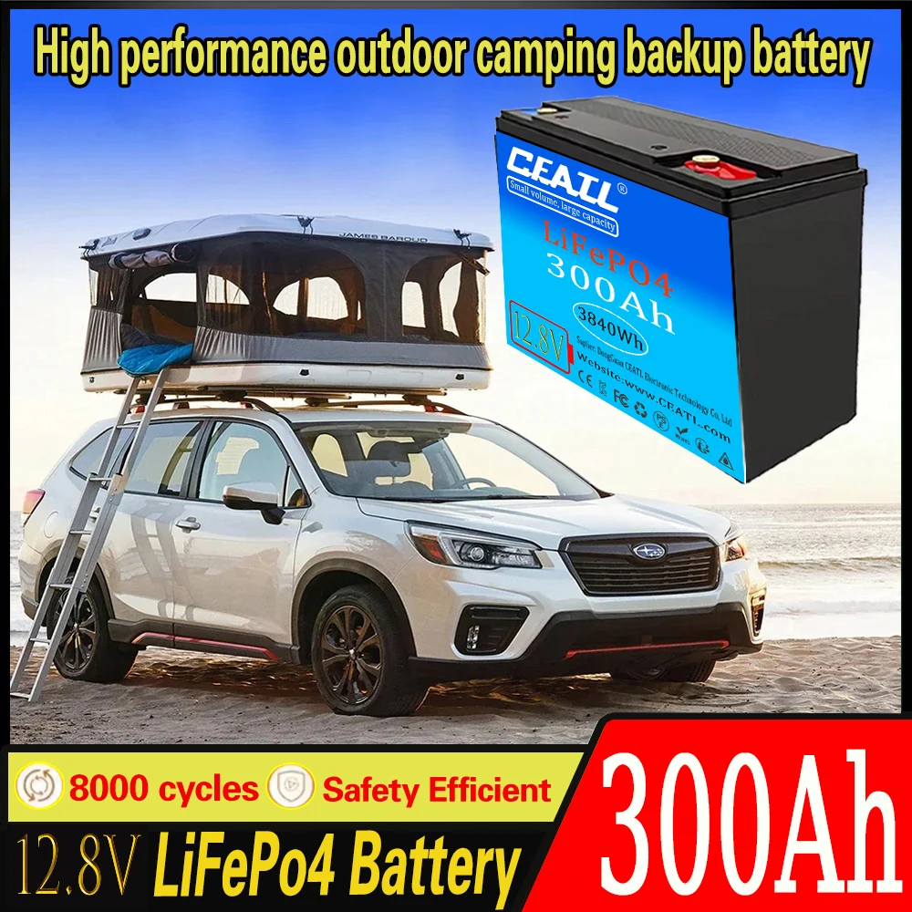 12.8V LiFePO4 Lithium Battery 500Ah 6400Wh , Built-in 200A BMS, Rechargeable Battery, for RV/Camper, Solar, Marine, Overland/V