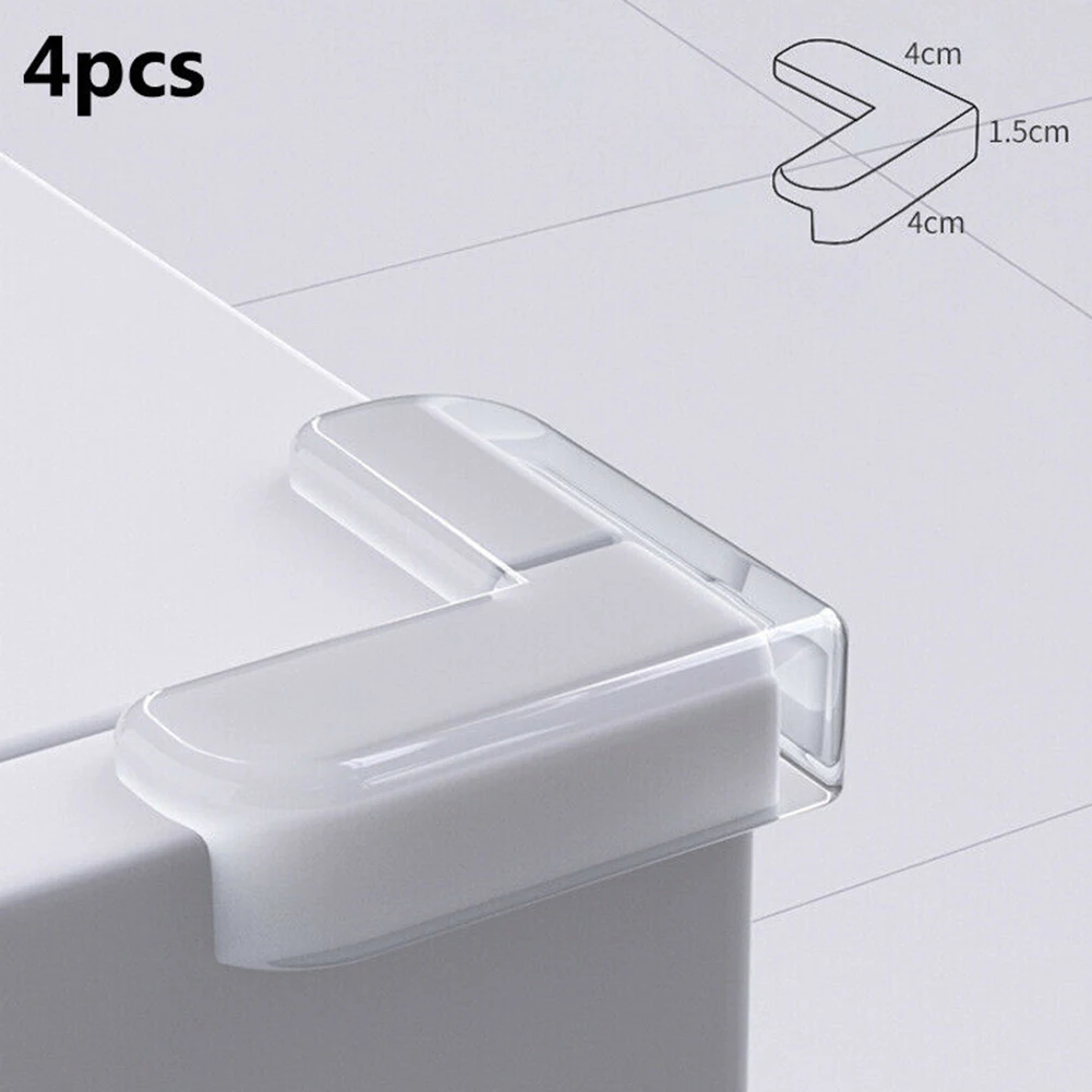 4pcs Corner Edge Covers Set Baby Safety Clear Rubber Furniture Corner Edge Table Guard Protector Furniture Hardware Fittings