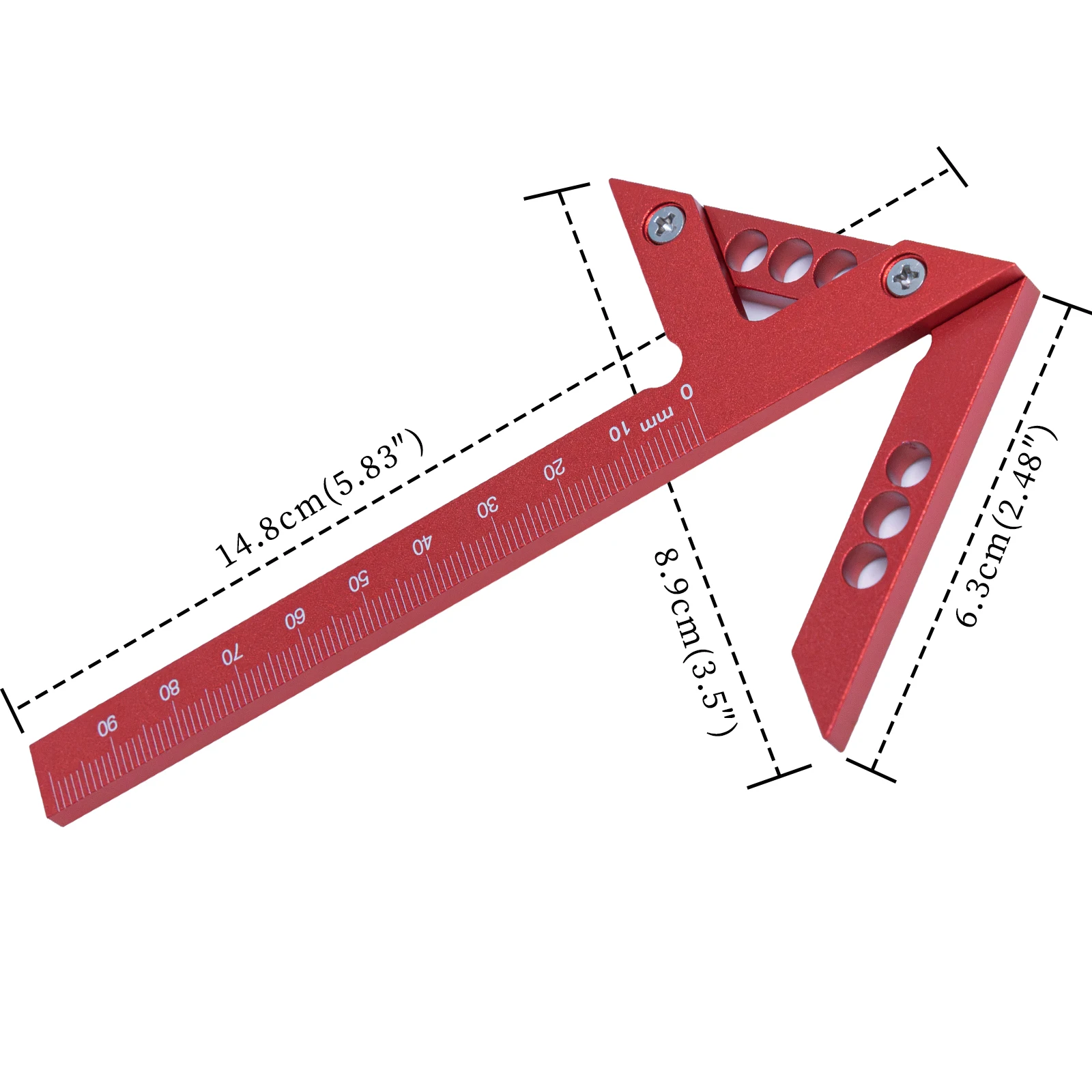 مركز مكتشف النجارة مربع 45/90 درجة الزاوية اليمنى خط قياس الألومنيوم مركز الكاتب نجار حاكم أداة قياس الخشب