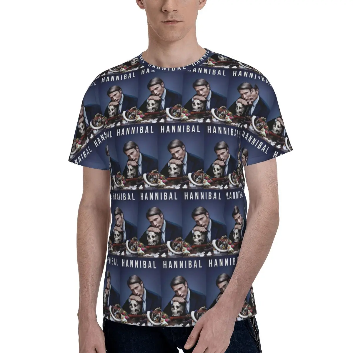 Hannibal Mads Mikkelsen Horror Movie Merch T-Shirt for Men Cotton T Shirts Men's Tees Short Crew Neck Summer Clothes Tops
