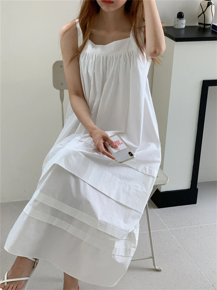 Colorfaith DR6129 New 2024 Sleeveless Korean Fashion Chic High Waist Elegant Lady Women's Spring Summer Holiday Long Dresses