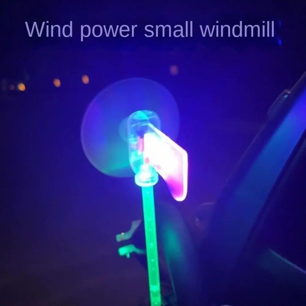 New Mini Windmill LED Light Safe Riding Wind Power Generation Car Decorations Creative Plastic Warning Light