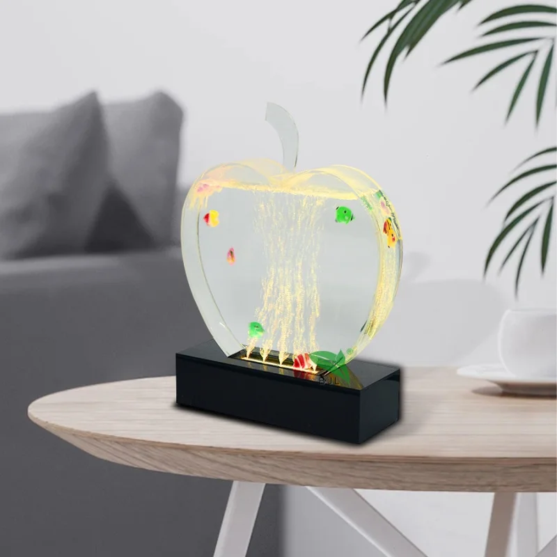 custom.New Design Color Changing Led Glow Aquarium Bubble Dancing Fountain Acrylic Shape Party Light Tabletop Decora