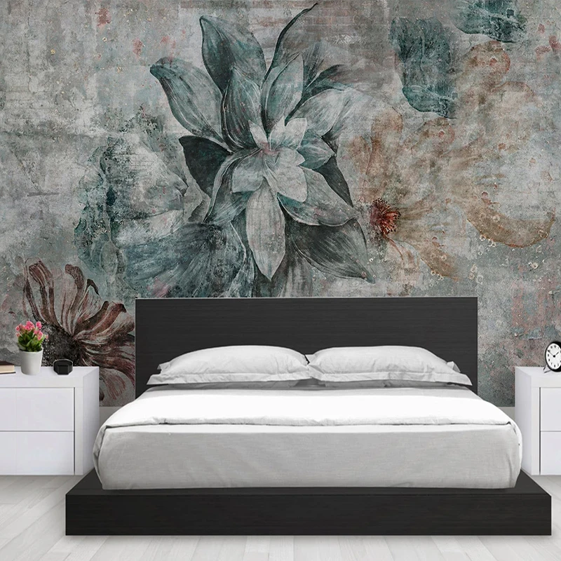 Niestandardowe 3D fototapeta Nordic w stylu Vintage kwiat sypialnia jadalnia kuchnia tło Mural Home Decor tapety dla pokoju gościnnego