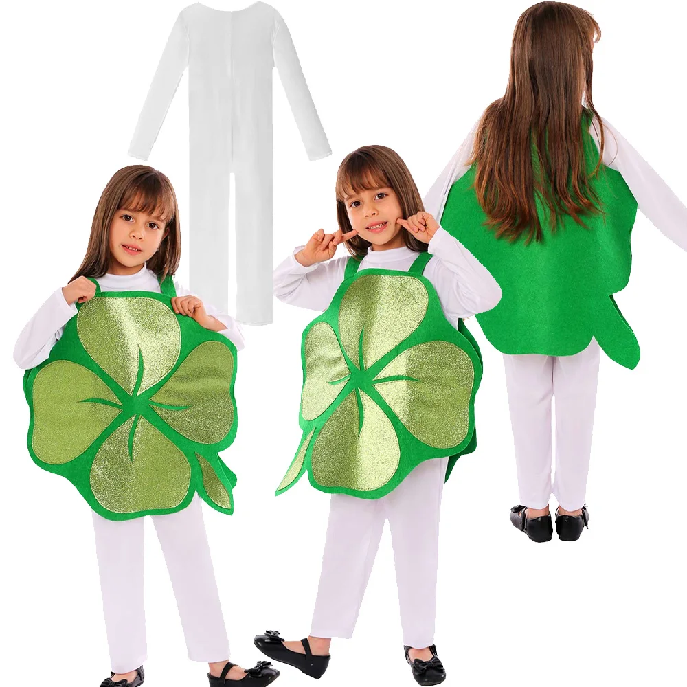 

Kids Girls Saint Cosplay Patrick Costume Children Jumpsuit Outfits Halloween Carnival Party Role Play Fantasia Suit