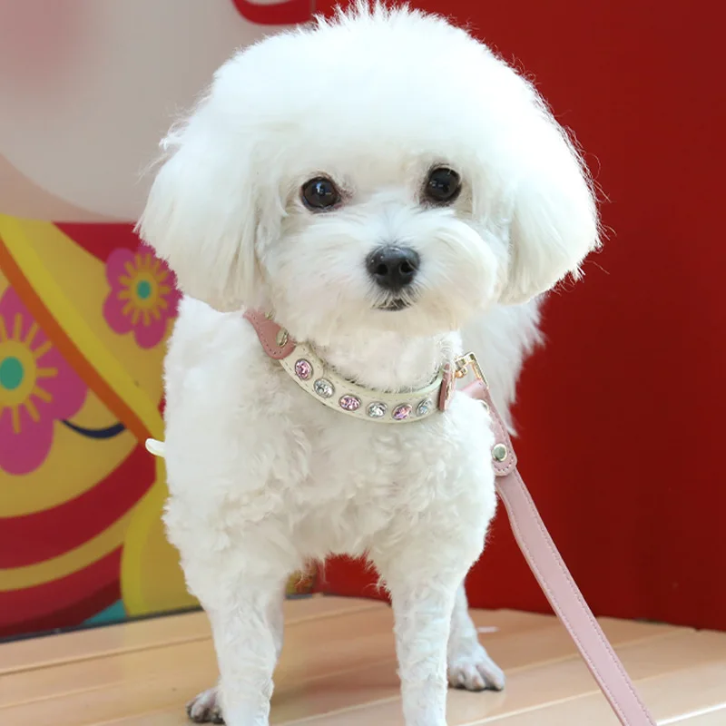 PU Leather Dog Cat Harness Vest and Leash Set Imitation Diamond Pet Harness Puppy Small Dog Cat Harness Pet Supplies
