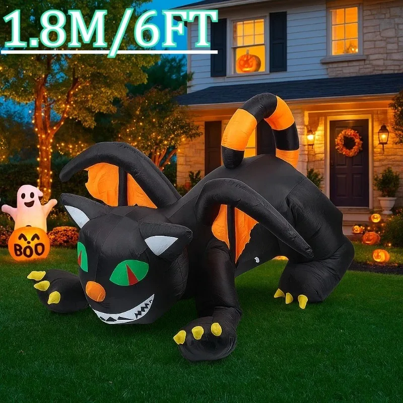 6FT Illuminazione natalizia Decorazioni di Halloween Drago con ali LED incorporati Prop Outdoor Indoor Party Prato Cortile Decorazioni da giardino