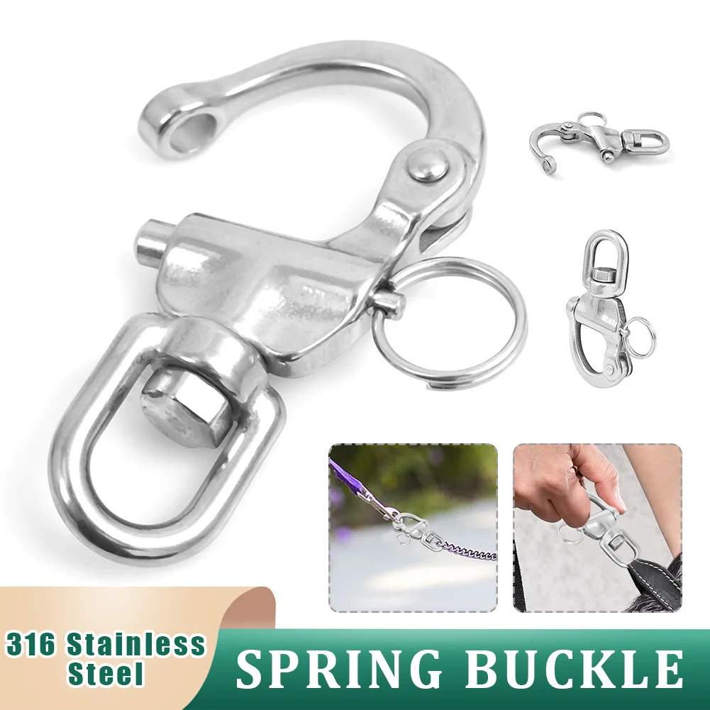 

1PCS 70mm Spring Buckle Swivel With Snap Shackle Panic Hook Eye Fork Stainless Steel Openable Keyring Car Boat Accessories