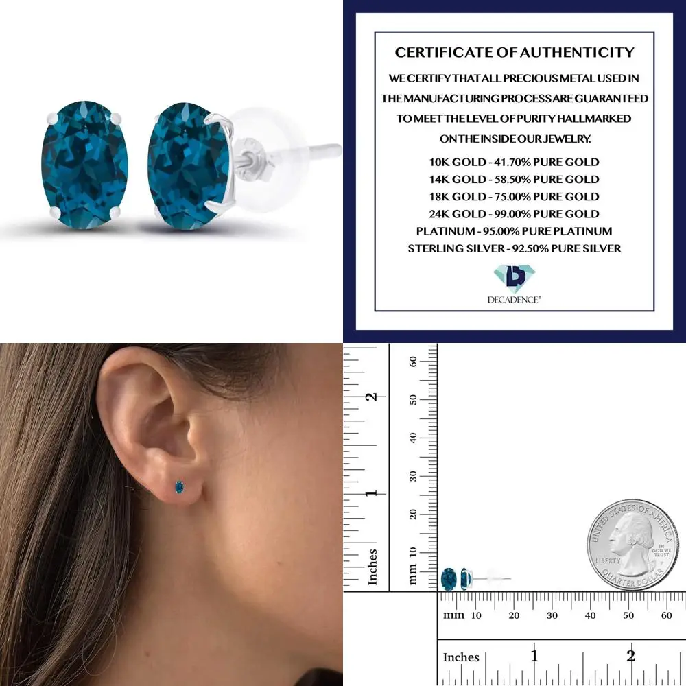 Genuine Birthstone Oval Stud Earrings in 14K Gold for Women - Hypoallergenic, Natural or Created Gemstone Options