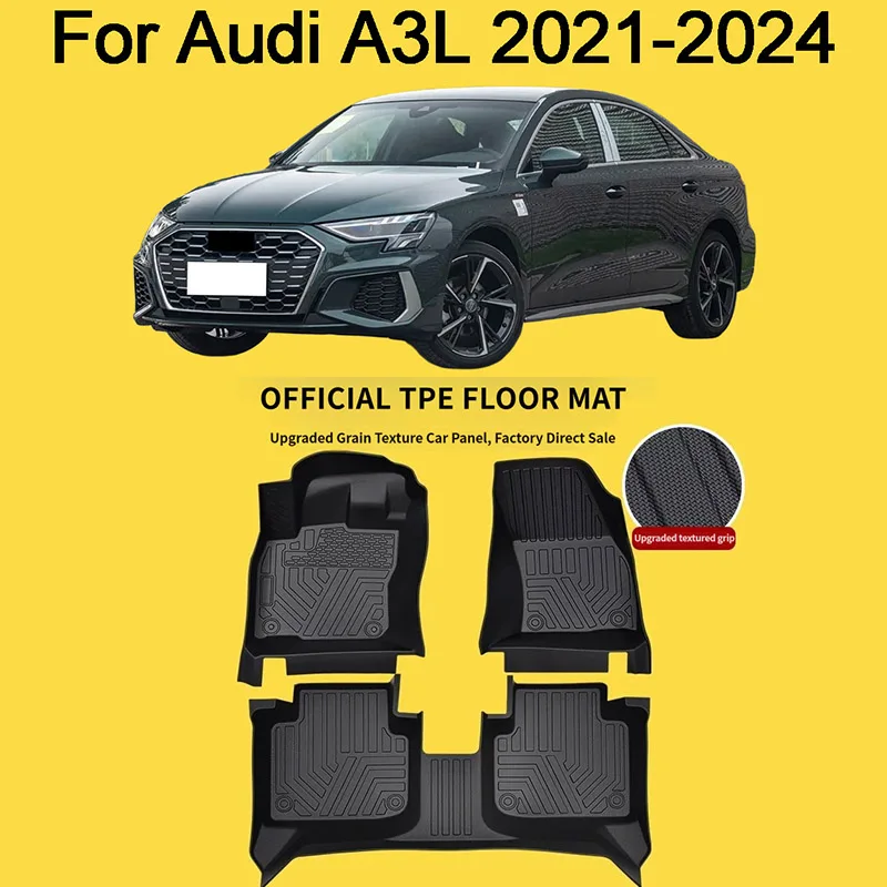 Car mat full sets For Audi A3L 2021-2024 LHD Car TPE Floor Mats Waterproof Carpets Protect Anti-scratch Interior Accessories