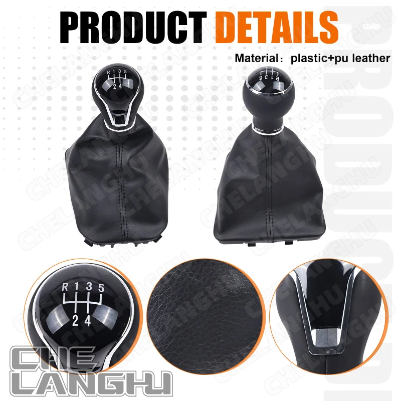 6/5 Speed Gear Shift Knob Fit For SEAT Ibiza 2018 2019 2020 2021 2022 2023 2024 Car Gear Stick Shift Knob PU Leather 2 options