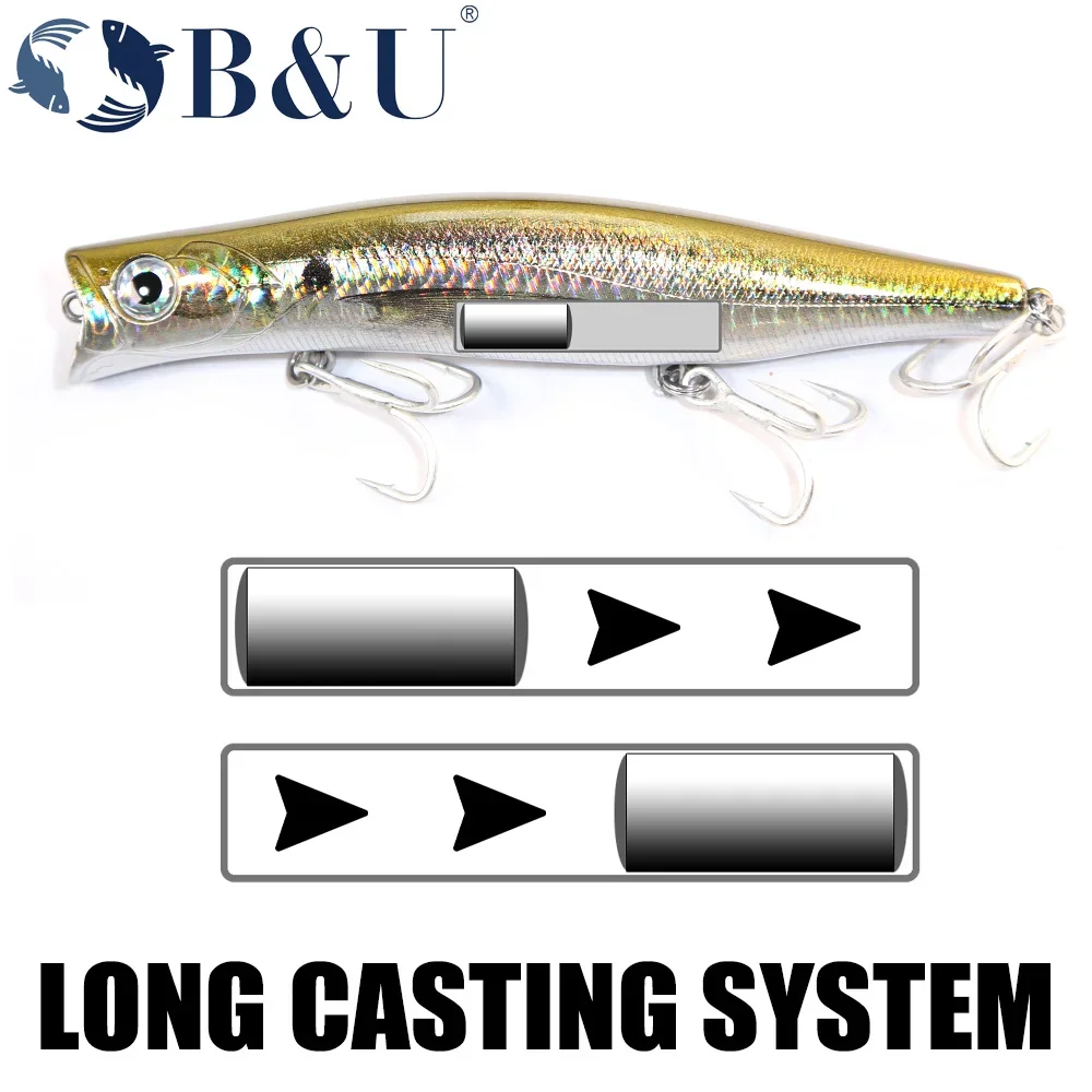 B&U Floating Minnow Jerkbait Lure Long Casting Lipless Wobblers Big Artificial Bait Saltwater Sea Bass Pike Fishing 3D Printing