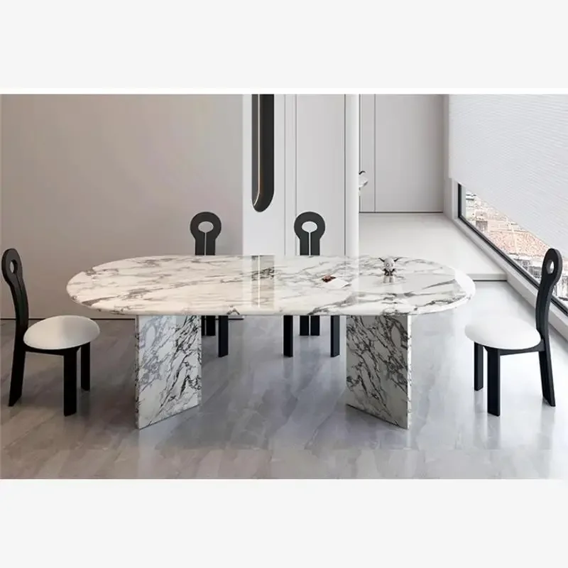 

FG17Natural marble French cream style light luxury modern simple rectangular dining table