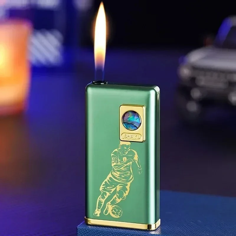 2024 Creative True Color Shell Silent Button Open Fire Gas Lighter Replaceable Battery Lightweight Portable Electric Lighters