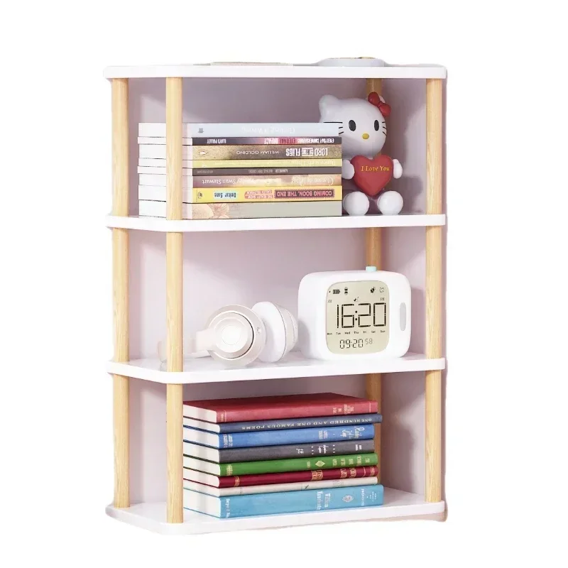 Simple Desk Storage Shelves, Small Bookshelves On The Table, Multi-storey Storage, Office Solid Wood Pole, Partitions,