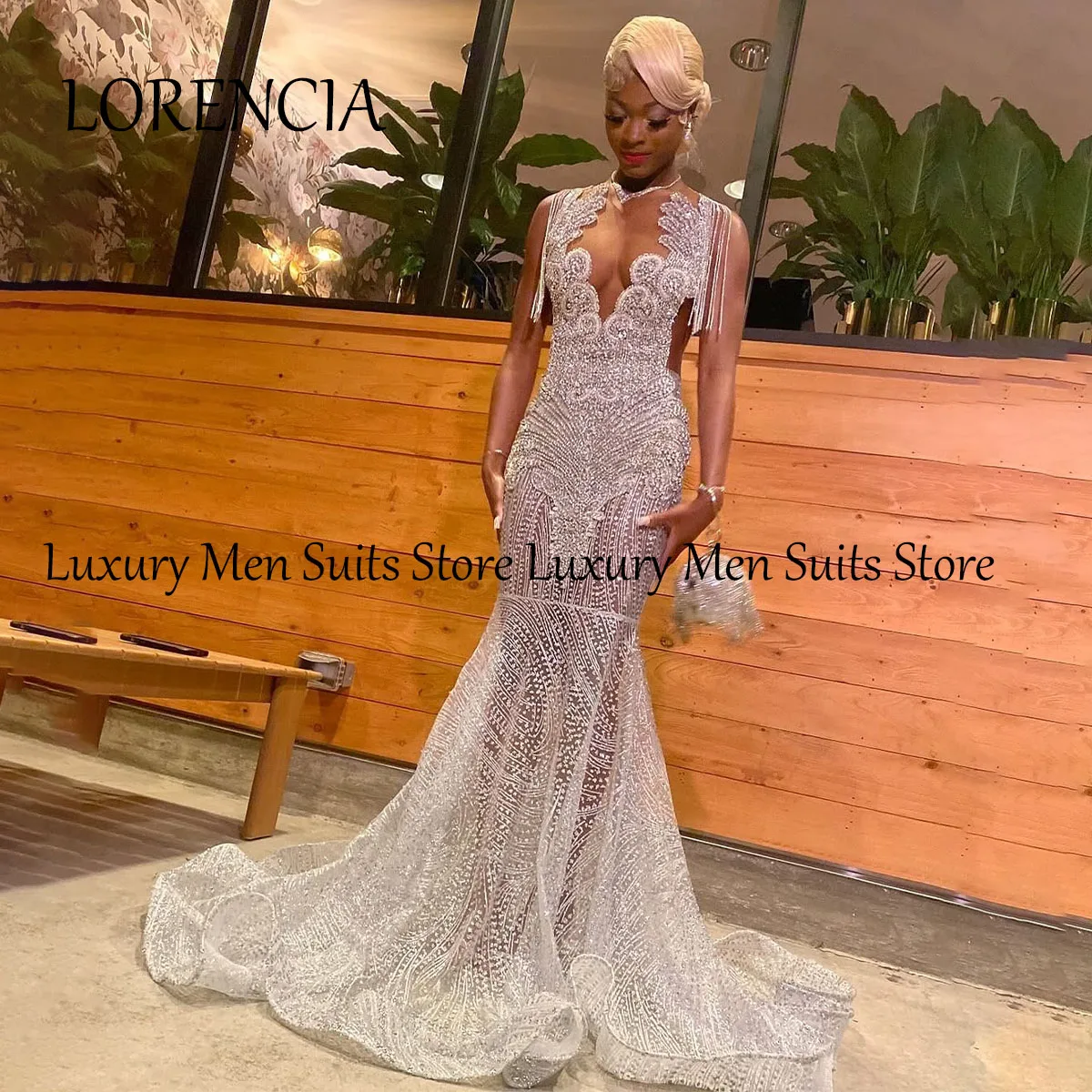 Customized Formal Sparkly Prom Dresses For Black Girls Mermaid Sequin Evening Dress Formal Party Gowns Lace vestidos de gala