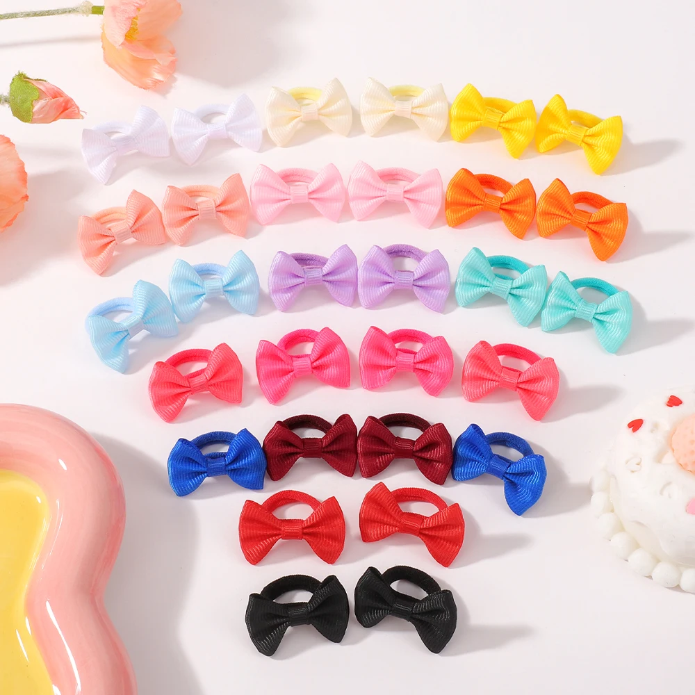 

30pcs Cute Bow Elastic Non-slip Hair Ties Random Color Suitable for All Occasions Festive Photography Soft Hair Accessories