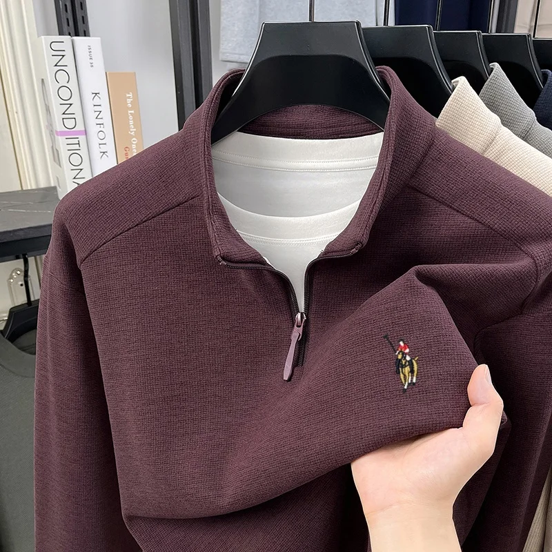 High end luxury brand zipper sweater men's designer new fashion classic Paul Pony embroidery winter warm plush knitted pullover