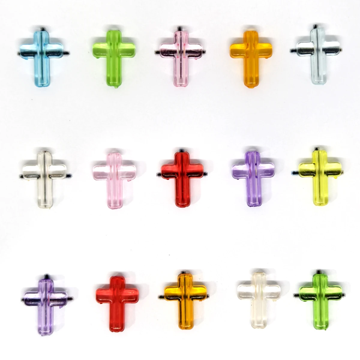 Transparent colored Christian cross charm shaped beads for DIY bracelet necklace keychain Handmade accessories