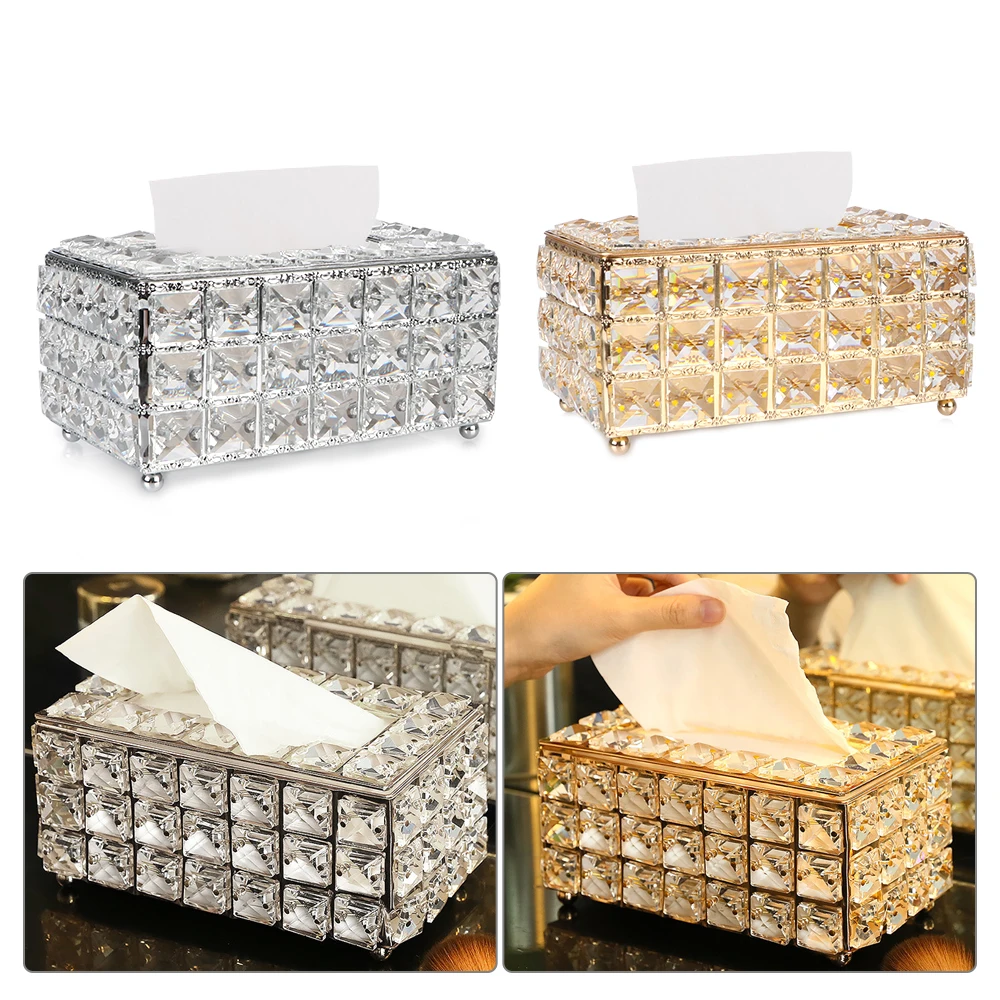 

Tissue Box Napkin Dispenser Crystal Cube Bedroom Office Hotel Cafe Coffee European-style Square Bar Napkin Box