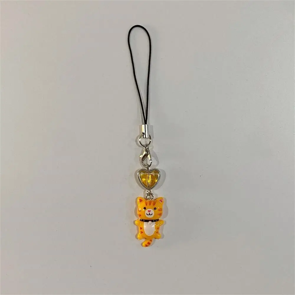 Anti Lost Cat Phone Strap Phone Accessories Cat Pendant Keychain Y2K Phone Charm Heart Cute Phone Lanyard Women Girls