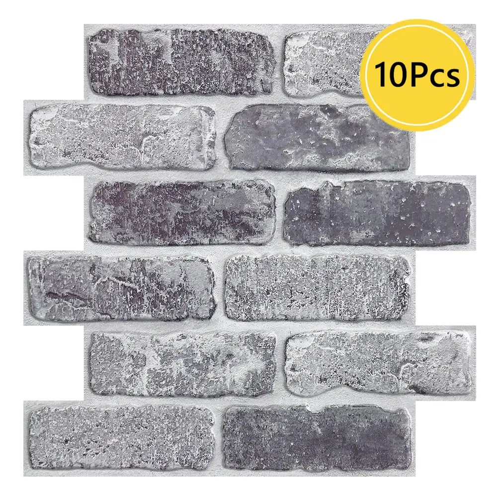 10 stuks 3D-wandpanelen schil en plak, 3D bakstenen muurstickers, zelfklevende tegel backsplash keuken, badkamer decoratie