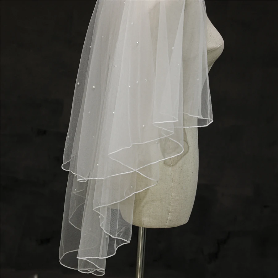 Wholesale White Ivory Wedding veils Beaded Crystal Bridal veils Wedding accessories vestidos de novia Una pieza welon ślubny