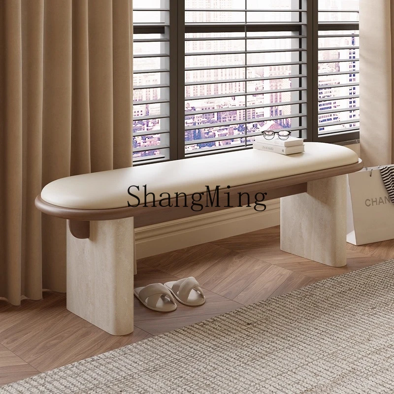 

ZYY Cream Wind Walnut Bedside Stool Bedroom Bedside Stool Household Door Bench