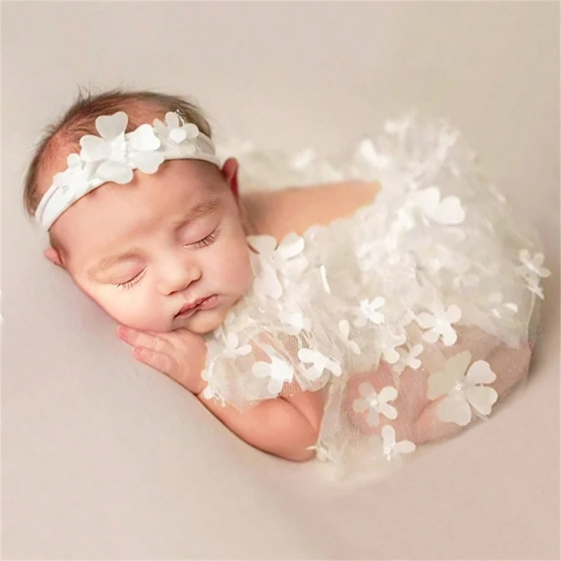 

Baby Photo Clothing Princess Jumpsuit Flower Headdress Newborns Photo Romper Shower Party Wear Posing Accessories