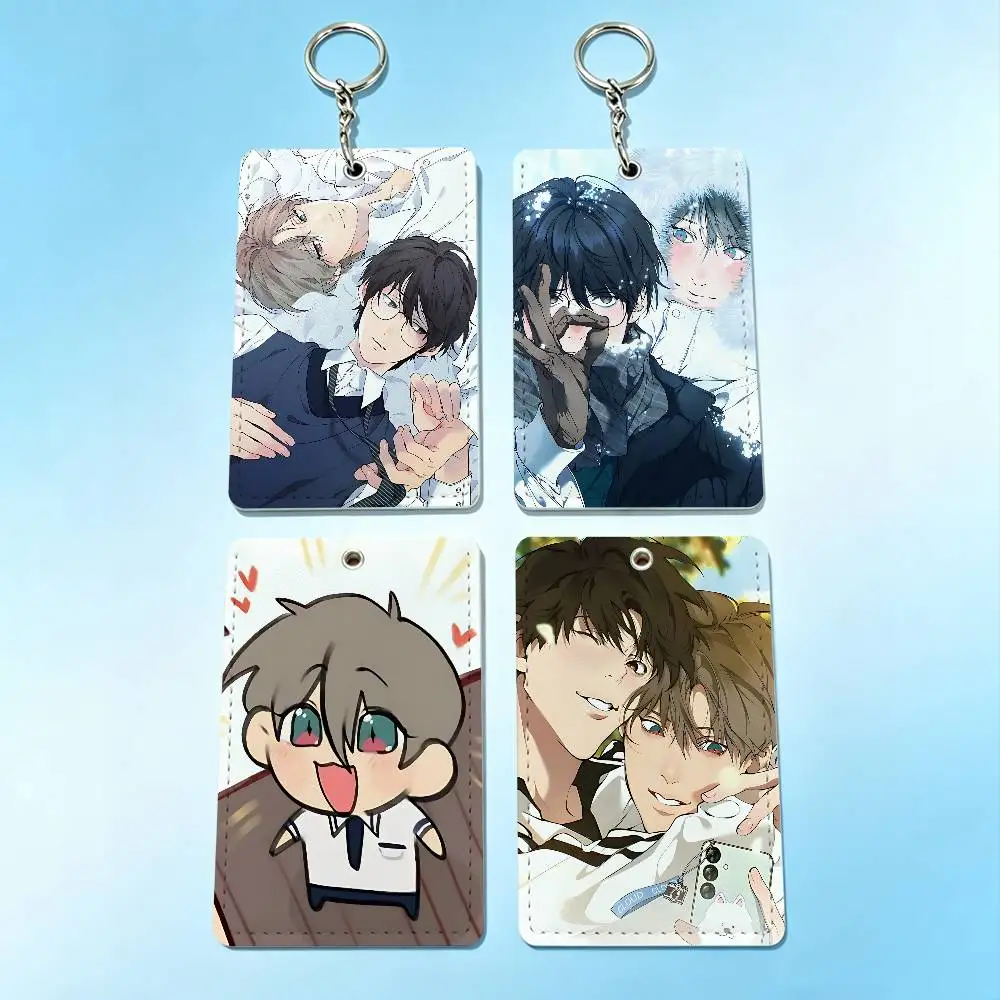 

L-Lost In The C-Cloud Manga Card Case Leather Card Holder Keychain Key Ring Door Access Tags ID Card Case Keychain
