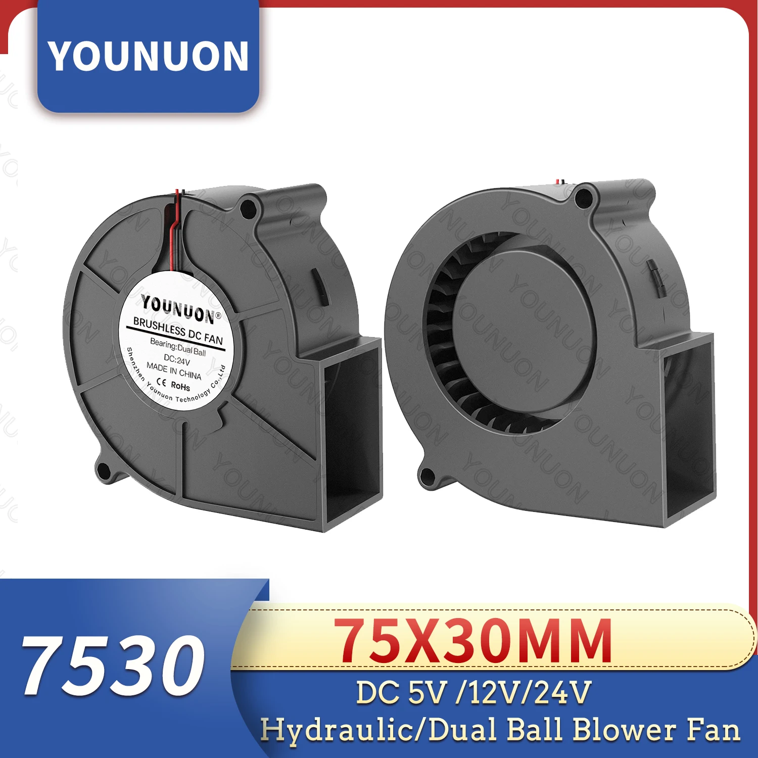 75x30mm 7530 Blower Fan BBQ Cooling Fan DC 5V/12V/24V Brushless Motor Case Fan Blower Fan Humidifier FanInduction Cooker Fan