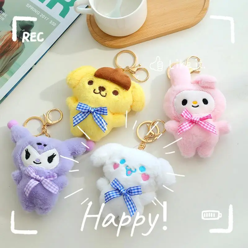 Sanrio hello kitty star keychain anime cute girl Cinnamon decorate Cartoon Kuromi plush doll Toy Portable gift wholesale