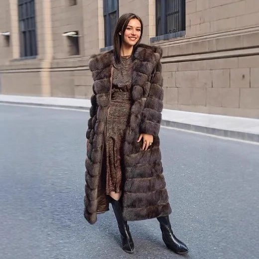 Chaqueta de piel sintética marrón Vintage para mujer, abrigo de piel sintética grueso y cálido con capucha para mujer, prendas de vestir de piel de visón, abrigo largo elegante de piel ecológica para mujer