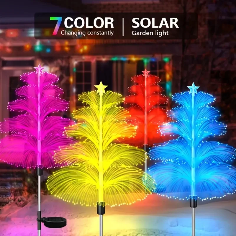 

Solar Flower Lights Jellyfish Solar Yard Lights 7 Color Changing Solar Fiber Optic Lights for Landscape Outdoor Garden Decor