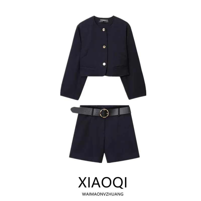 بدلة ort ذات أزرار ذهبية Jaet ومتوسطة الخصر طقم Faion للسيدات لخريف 2025 Sle Ele and Sli قطعتين...