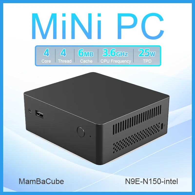 

MamBaCube Портативный мини-ПК Intel N150 Win11 Pro 8 ГБ 16 ГБ ОЗУ DDR4 256 ГБ 512 ГБ SSD WiFi 5 Компактный настольный компьютер для домашнего офиса