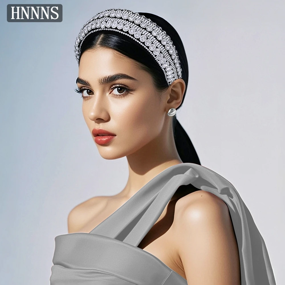 

HNNNS Sparkling Baroque Tiara Full Rhinestone Headband Luxury Bridal Hair Accessories For Wedding Banquet Evening Party A253