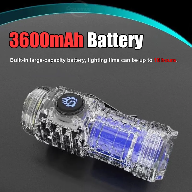 3LED Mini Flashlight Rechargeable Torch Super Bright Waterproof Hiking Camping Fishing Portable Flashlights Work Lamp With Clip