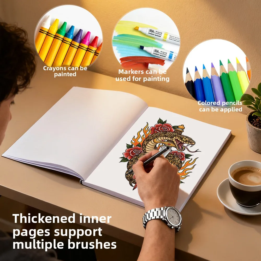 Tattoo Coloring Book Floral Dagger Vintage Tattoo Art Pattern Stress Relief Drawing Gift For Adults