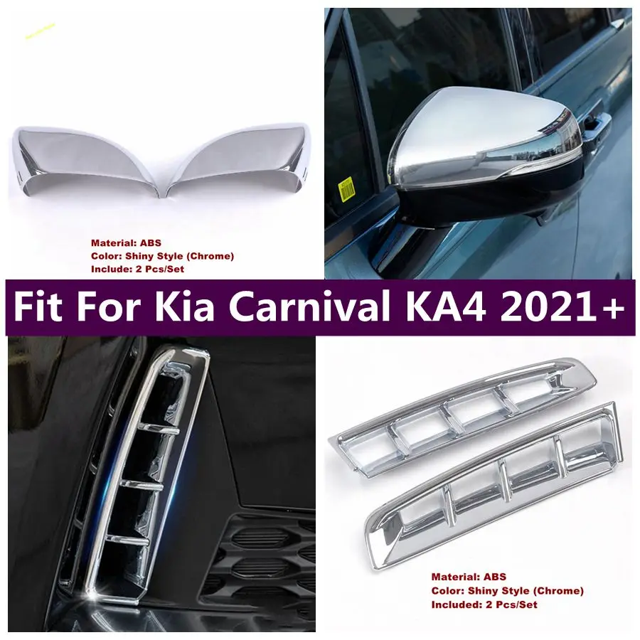 Front Fog Light Lamp Eyelid Eyebrow Rear Rearview Mirror Cap Cover Trim Chrome For Kia Carnival KA4 2021 - 2024 Car Accessories